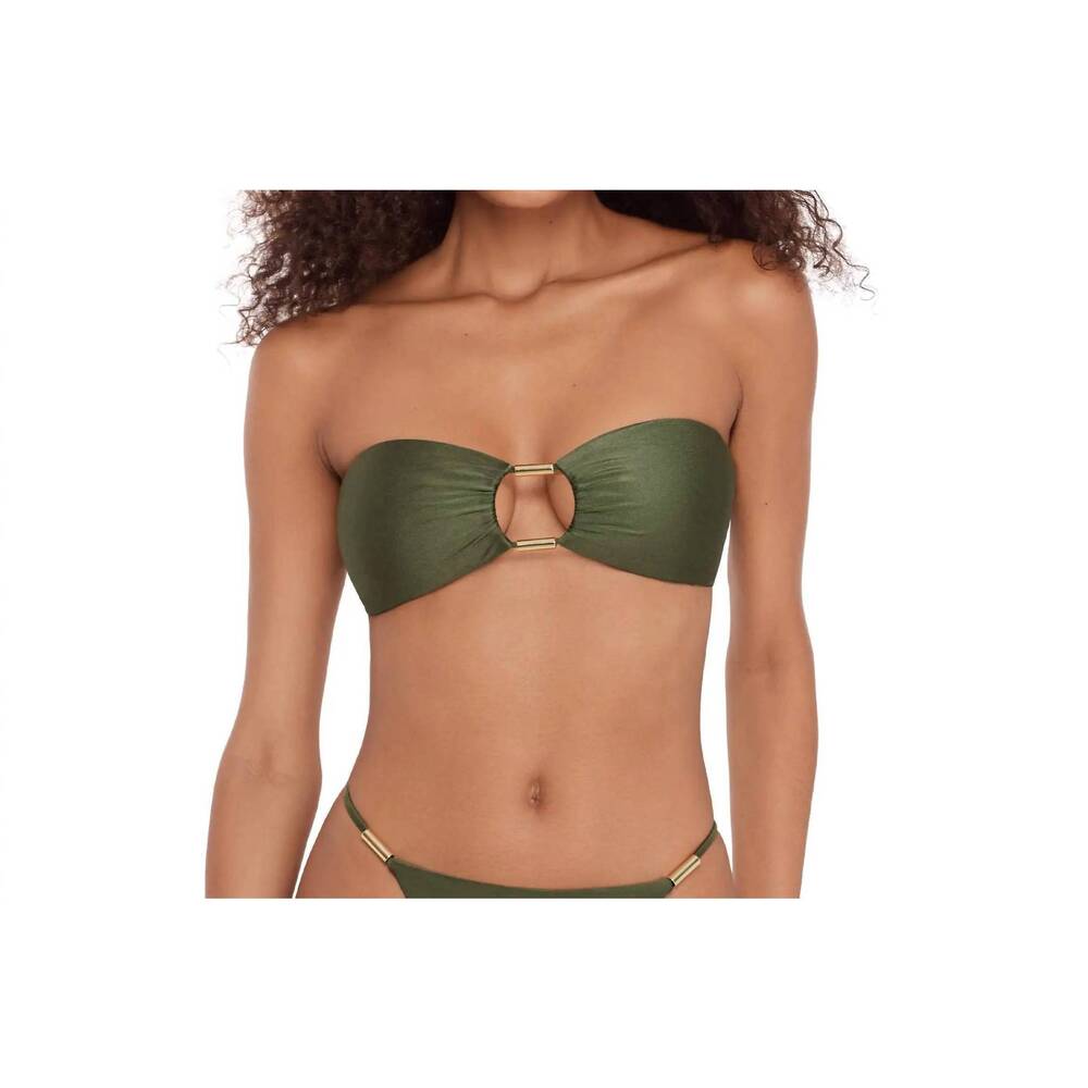 NEW STEVE MADDEN cutout bandeau bead bikini top in olive